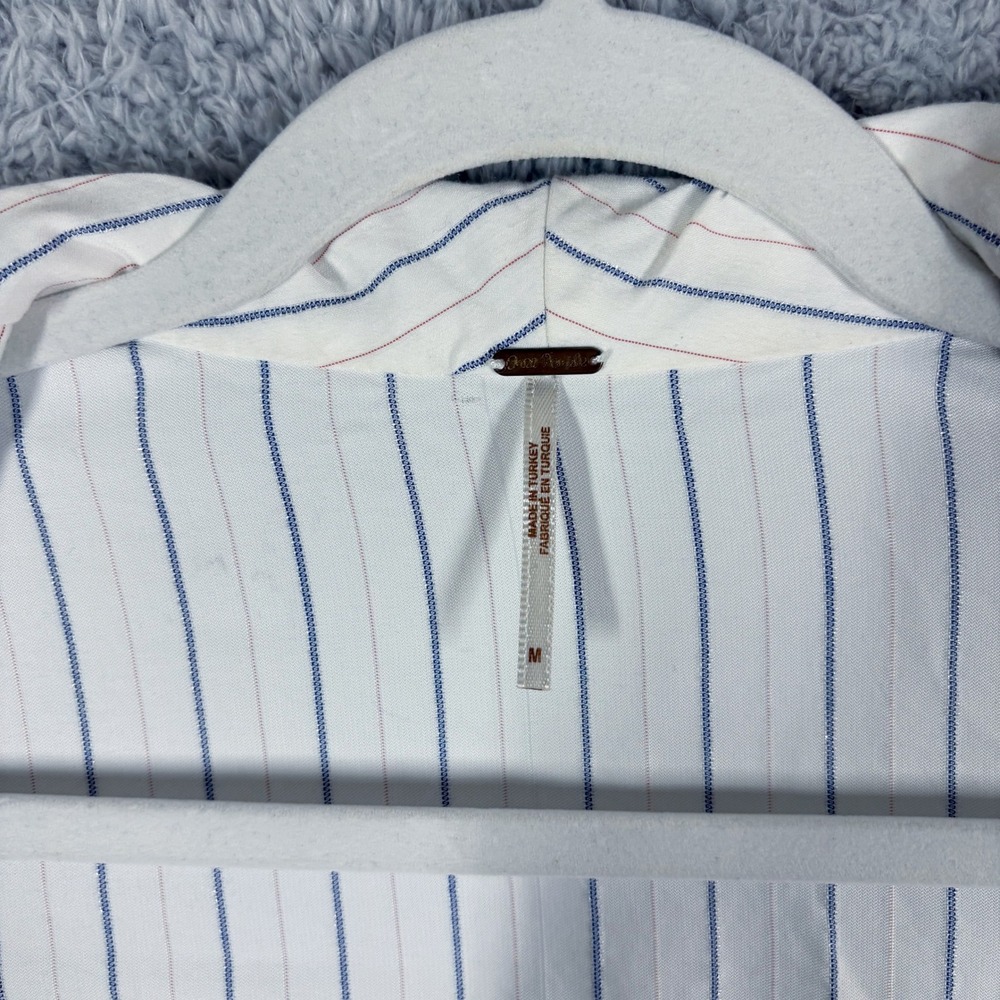 Free People So Divine Pinstripe Menswear Button Down Top Sz M White Office Siren - Picture 7 of 10